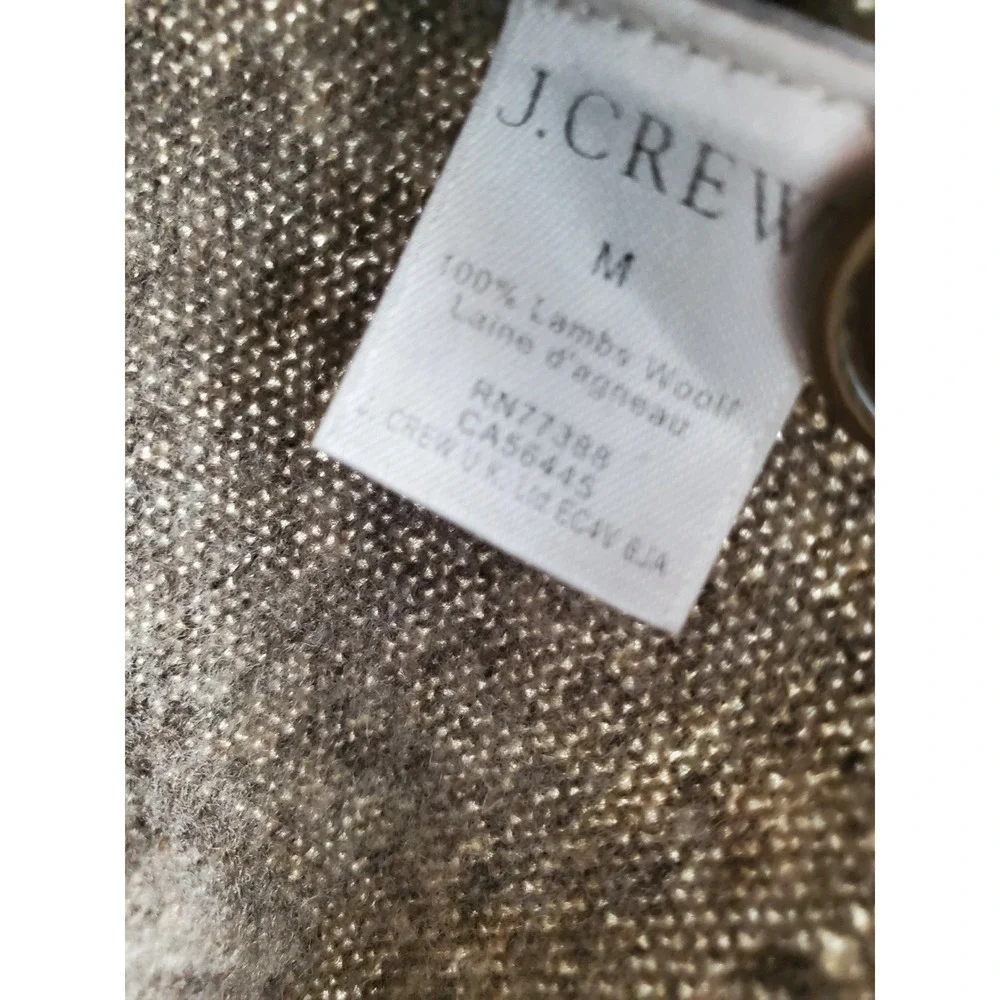 J.Crew Shawl Collar Sweater Brown Lambswool Button Pullover Mens Medium